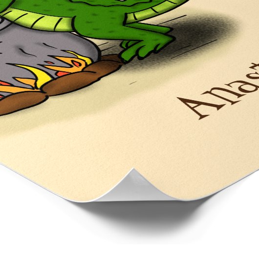 Funny green alligator kook cartoon poster (Hoek)