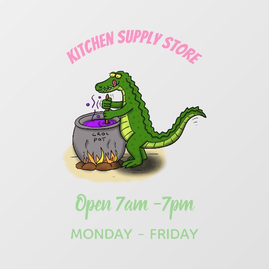 Funny green alligator kook cartoon raamsticker (Vel)