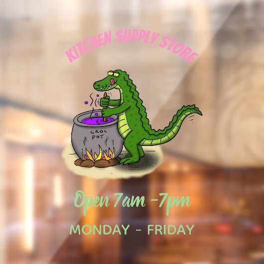 Funny green alligator kook cartoon raamsticker (Vel 2)