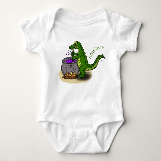 Funny green alligator kook cartoon romper (Voorkant)
