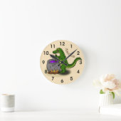 Funny green alligator kook cartoon ronde klok (Huis)