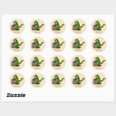 Funny green alligator kook cartoon ronde sticker (Vel)