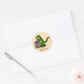Funny green alligator kook cartoon ronde sticker (Envelop)