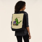 Funny green alligator kook cartoon rugtassen (Gedragen)