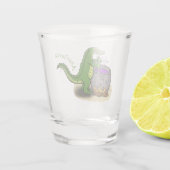 Funny green alligator kook cartoon shot glas (Achterkant)