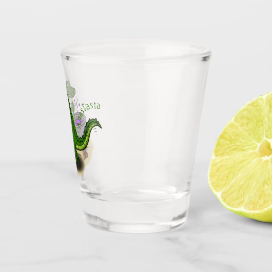 Funny green alligator kook cartoon shot glas (Rechts)