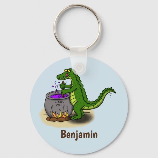 Funny green alligator kook cartoon sleutelhanger (Voorkant)