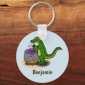 Funny green alligator kook cartoon sleutelhanger (Voorkant)