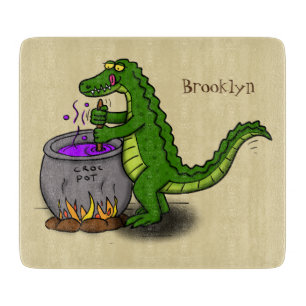 Funny green alligator kook cartoon snijplank