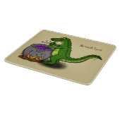 Funny green alligator kook cartoon snijplank (Hoek)
