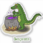 Funny green alligator kook cartoon sticker (Voorkant)