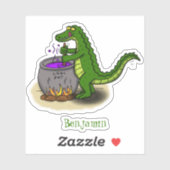 Funny green alligator kook cartoon sticker (Vel)