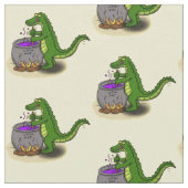 Funny green alligator kook cartoon stof (Close Up)