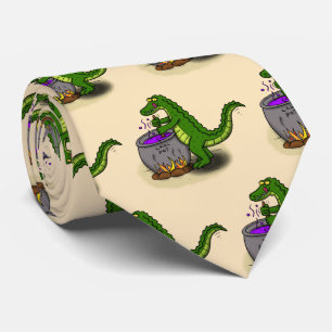 Funny green alligator kook cartoon stropdas