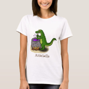 Funny green alligator kook cartoon t-shirt