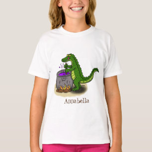 Funny green alligator kook cartoon t-shirt