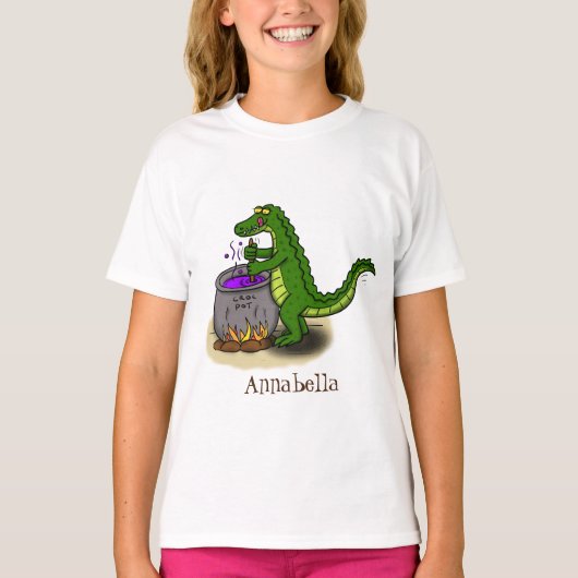 Funny green alligator kook cartoon t-shirt (Voorkant)