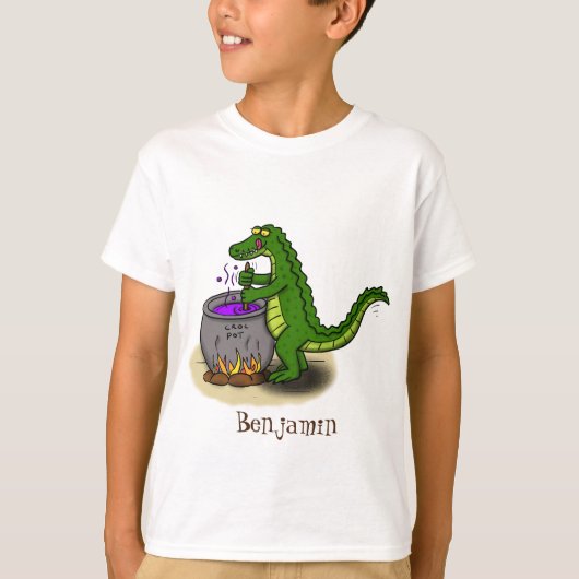 Funny green alligator kook cartoon t-shirt (Voorkant)