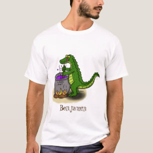 Funny green alligator kook cartoon t-shirt