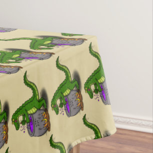 Funny green alligator kook cartoon tafelkleed