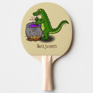 Funny green alligator kook cartoon tafeltennisbatje