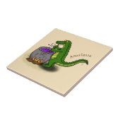 Funny green alligator kook cartoon tegeltje (Zijkant)