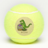 Funny green alligator kook cartoon tennisballen (Achterkant)