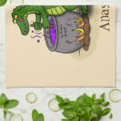 Funny green alligator kook cartoon theedoek (Gevouwen)