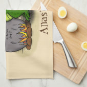 Funny green alligator kook cartoon theedoek (Quarter Fold)