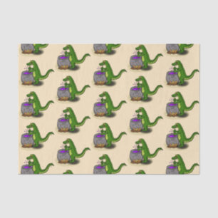 Funny green alligator kook cartoon tissuepapier