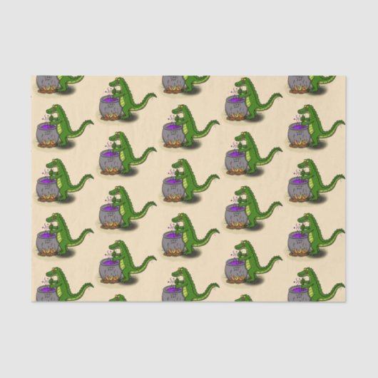 Funny green alligator kook cartoon tissuepapier (Voorkant)