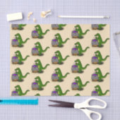 Funny green alligator kook cartoon tissuepapier (Craft)