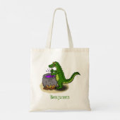 Funny green alligator kook cartoon tote bag (Achterkant)