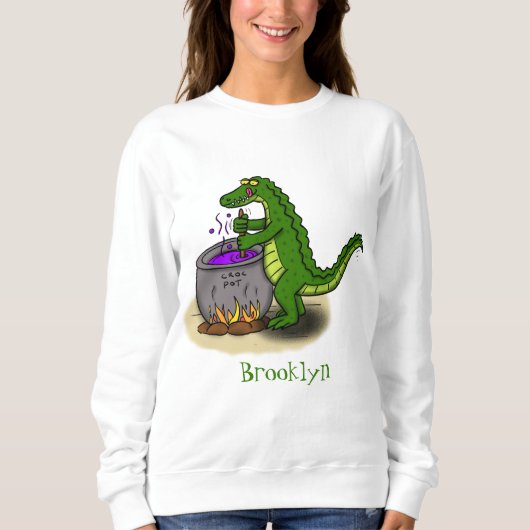 Funny green alligator kook cartoon trui (Voorkant)