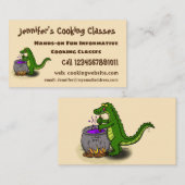 Funny green alligator kook cartoon visitekaartje (Voorkant / Achterkant)
