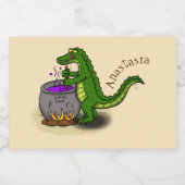 Funny green alligator kook cartoon voedselcontainer etiket (Enkel label)