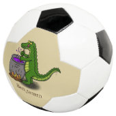 Funny green alligator kook cartoon voetbal (Drie kwart)