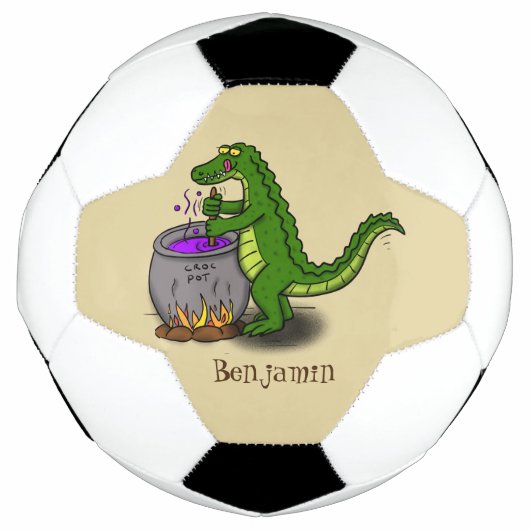 Funny green alligator kook cartoon voetbal (Voorkant)