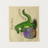 Funny green alligator kook cartoon wandkleed (Voorkant)