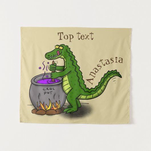 Funny green alligator kook cartoon wandkleed (Voorkant (horizontaal))