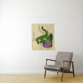 Funny green alligator kook cartoon wandkleed (In situ)