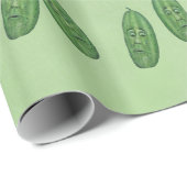 Funny Green Anthropomorphic Pickles With Faces Cadeaupapier (Rol Hoek)