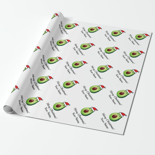 Funny green avocado Santa Wrapping Paper Cadeaupapier (Uitgerold)