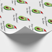 Funny green avocado Santa Wrapping Paper Cadeaupapier (Hoek)