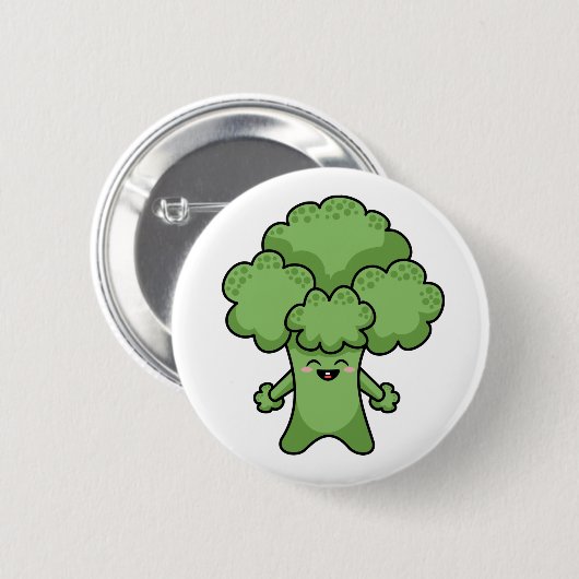 Funny Green Broccoli Ronde Button 5,7 Cm (Voorkant /achterkant)