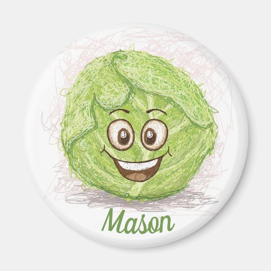 Funny Green Cabbage Drawing Custom Name fridge Magneet (Voorkant)