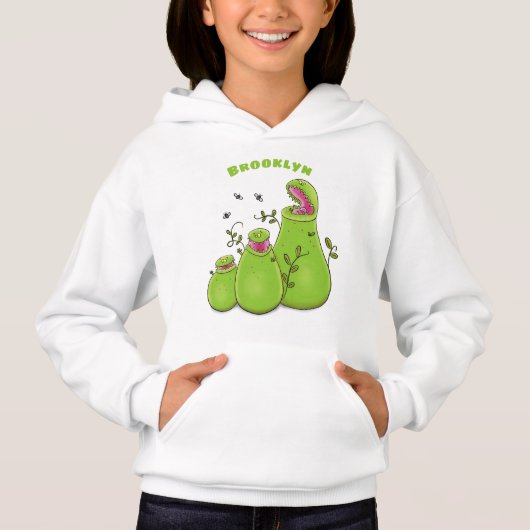 Funny green carnivorous pitcher planten cartoon (Voorkant)