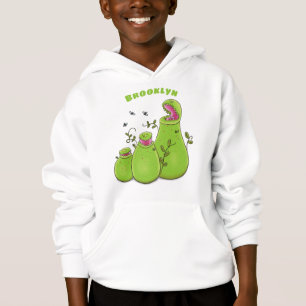 Funny green carnivorous pitcher planten cartoon