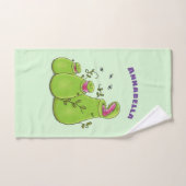 Funny green carnivorous pitcher planten cartoon bad handdoek (Handdoek)