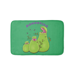 Funny green carnivorous pitcher planten cartoon badmat